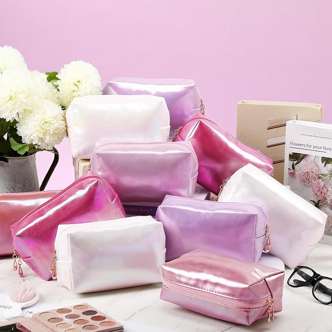 Kigeli Aesthetic Makeup Bags PU Leather Cosmetic Pouches Waterproof Plain Toiletry Bags Makeup Pouches Bulk for Women Party Gift Travel Storage Organizer(Laser Color,7.1 x 2.8 x 4.3 in) - Image 5