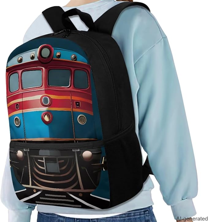 Train Backpack for Kids Boys Preschool to High School, Cartoon School Bag Set with Lunch Box, Pencil Case, Water Bottle Cover, One Size, Train-2, Waterproof - Image 2