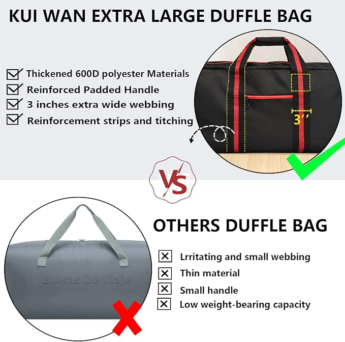 100L Large Duffle Bag for Travel 31.1” Diffle Bag - Overnight Weekender Camping, Storage for Men Women, Armygreen - Image 5