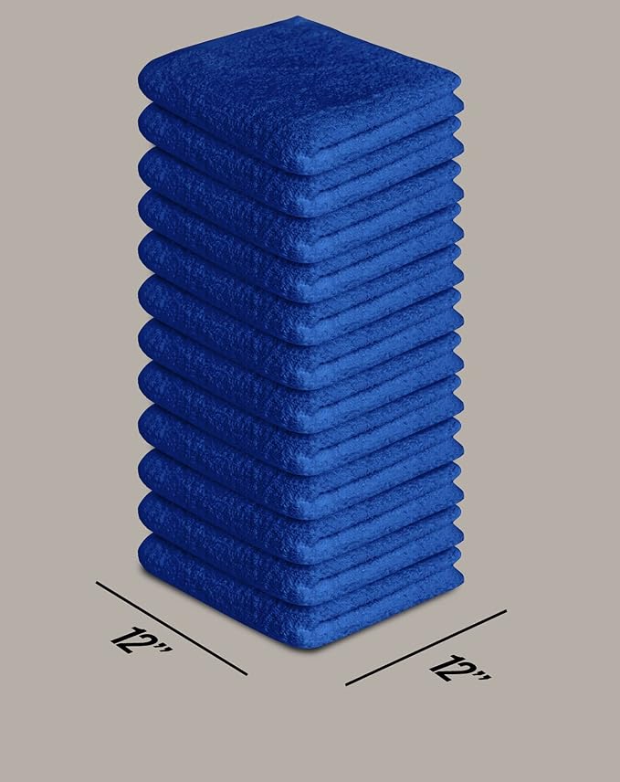 100% Cotton Washcloths 24 Pack (12x12 Inches) Soft, Highly Absorbent Washcloth, Face Towels, Wash Cloths for Face, Ring Spun, Bulk Pack (Royal Blue) - Image 6