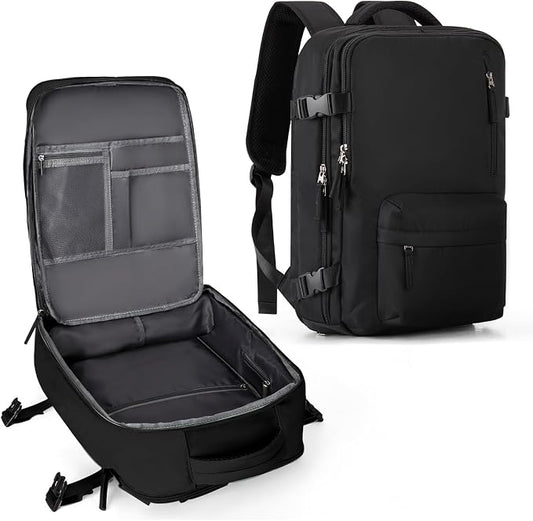 Large Carry on Travel Backpack Women Men,Hiking Gym Waterproof Outdoor Sports Rucksack Casual Daypack Laptop Backpack Personal item Travel Bag Airplane Essentials Spirit Airline Flight Approved,Black by WONHOX