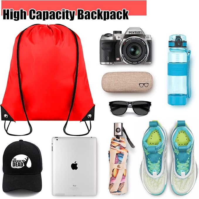 Grneric 20 Pieces Drawstring Backpack Bulk Cinch Sackpack Ployster Drawstring Bags for Gym Party Trip(Red) - Image 3