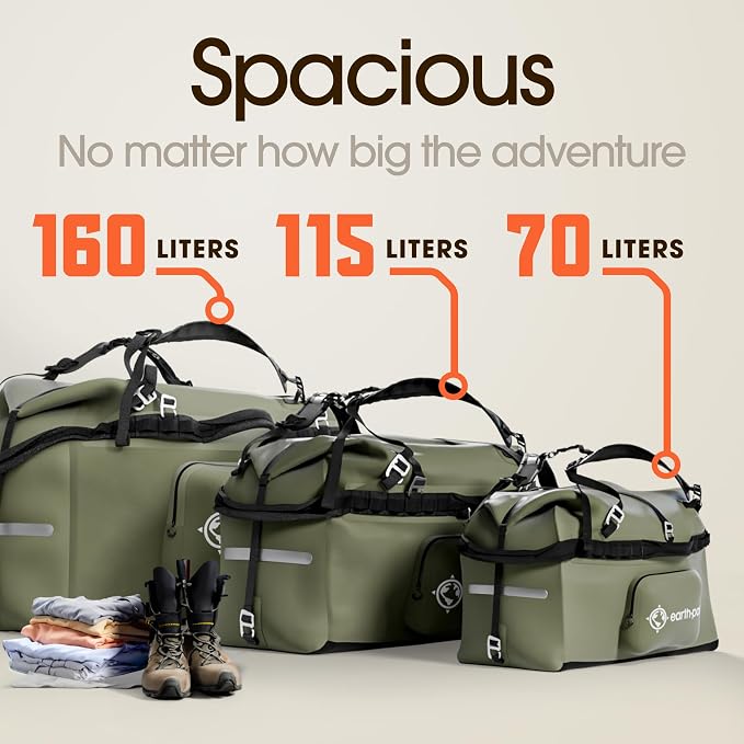 Earth Pak Waterproof Duffel Bag - Large Dry Bag, 1680D TPU, Heavy Duty, Camping & Marine Dry Bag, 8x8 Popout Pocket - Image 6