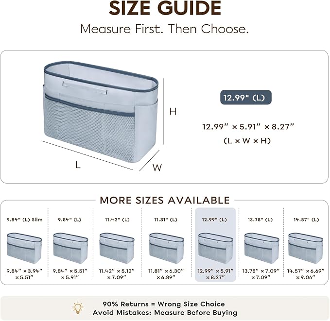 GIVLEFLY Purse Organizer Insert for Tote Bag, 12.99 Inch Satin Bag Organizer, Multi Pocket Handbag Organizer for Everyday Totes - Image 4