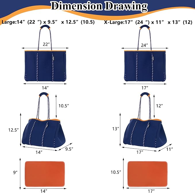 QOGiR Neoprene Multipurpose Beach Bag Tote with Inner Zipper Pocket … … … … - Image 6