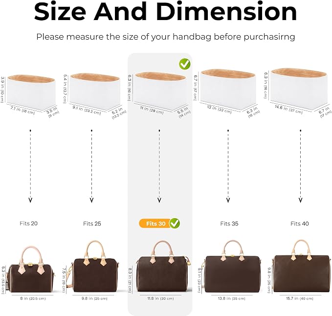 Handbag Organizer Insert for LV Speedy 30, Custom Fit Inside Premium Vanile Lightweight WaterResistant Purse Insert with Cup Holder Accessories - Image 2