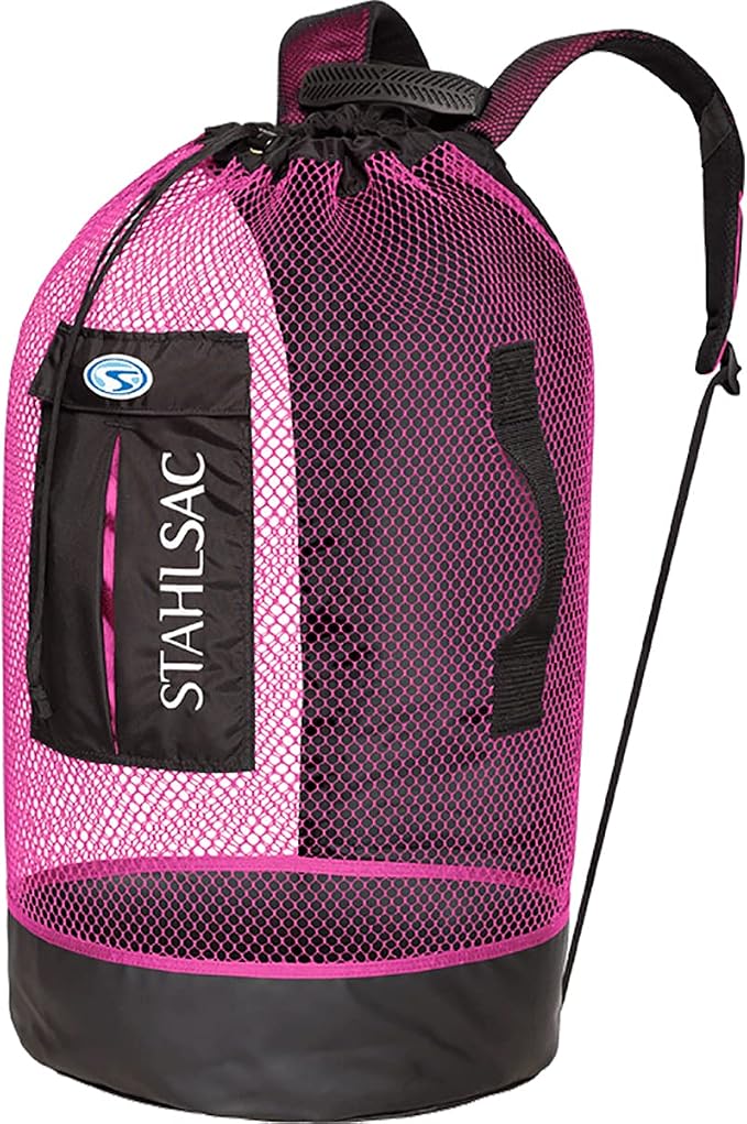 Stahlsac Panama Mesh Backpack: Convienent 103L size, ideal for dive gear, dry pockets, PINK by Stahlsac