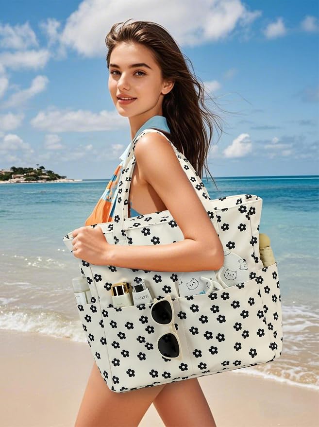Bluboon Waterproof Beach Tote Pool Bags for Women Ladies Extra Large Carry On Bag With Wet Compartment for Weekender Travel - Image 3