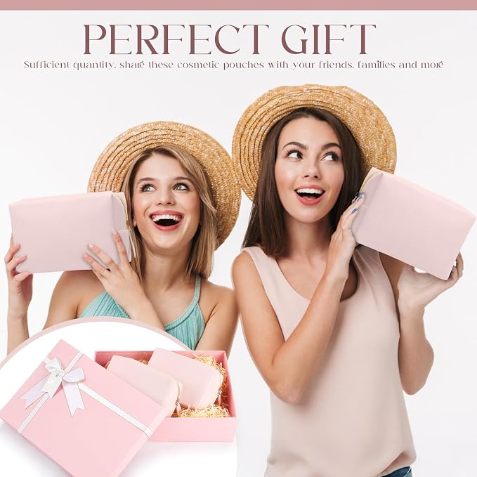 Kigeli 1 Pc Makeup Bag Bulk PU Leather Cosmetic Pouches Waterproof Plain with Zipper Preppy Makeup Pouch Toiletry Bag for Women Wedding Bachelorette Party Gift Travel Storage Organizer (Light Pink) - Image 5