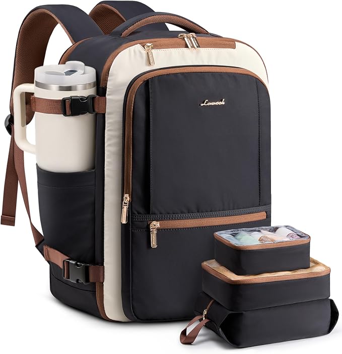 LOVEVOOK Travel Backpack for Women & Men, 40L Large Carry On Backpack Airline Approved, TSA Personal Item Weekender Bag, Water Resistant Laptop Backpacks with 3 Packing Cubes for Travel Essentials by LOVEVOOK