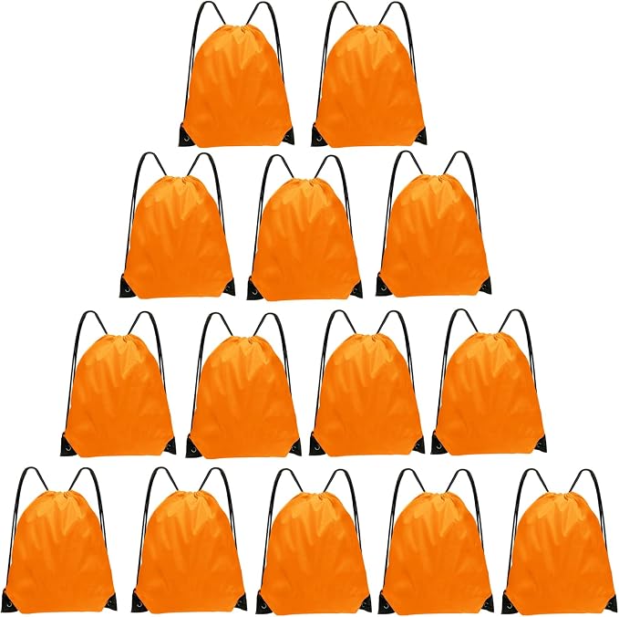 Grneric Drawstring Bags Bulk 14 Pcs Drawstring Backpack Bulk Cinch Bag Sackpack for Men Women Gym (Orange) by Grneric