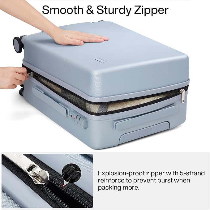 Hanke 24 Inch Luggage with Spinner Wheels Lightweight PC Hard Shell Suitcases Checked Luggage with TSA Lock Checked-Medium 24-Inch Rolling Suitcase for Travel(Grey) - Image 9