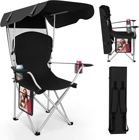 VTOY Portable Camping Chair with Canopy - Folding Chair with Canopy, Durable 600D Oxford Canopy Chair for Camping, Beach, Picnics, Fishing & Sports by VTOY