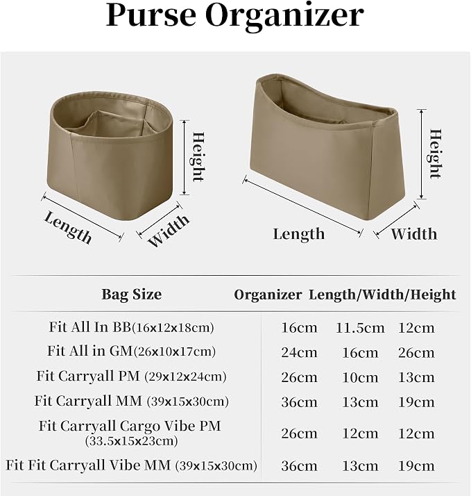 Purse Organizer for LV CarryAll PM, Gris Tourterelle | Tailored Fit, Multiple Pockets, Lightweight Satin, Purse Essentials, Ideal for Travel, Shopping, and Daily Use - Image 7
