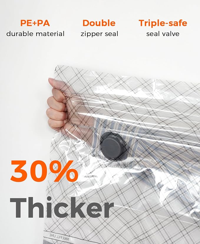 6pcs Vacuum Seal Bags for Clothing Travel, Cordless Pump, Carry-on Size Compression Packing Bags, 4000Pa Suction & 2400mAh Battery, Vacuum Storage Bags for Clothes, Luggage, Suitcase, Space Saver - Image 7