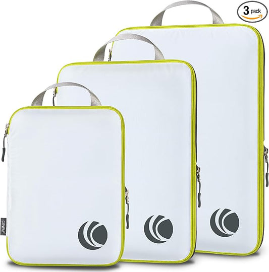 Cipway Compression Packing Cubes, Ultralight Luggage Organizer Bags, Travel Essentials for Carry on Suitcase (3 Piece,White) by Cipway