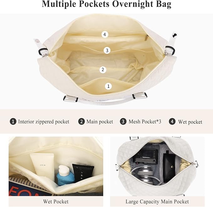 Travel Duffel Bag, Carry On Overnight Weekender Bags for Women | Travel Bag with Wet Pocket & Trolley Sleeve, For Spirit Airlines 18x14x8 Personal Item Bag - Image 4