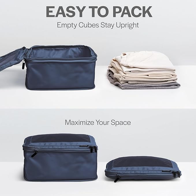 Aerotrunk Compression Packing Cubes for Travel - Luggage Organizer Bags - Double Zipper Packing Cubes for Suitcases (4-Pack, Dark Blue) - Image 5