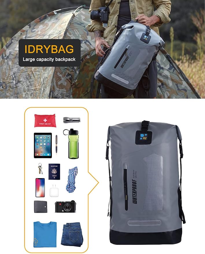 IDRYBAG Waterproof Backpack for Men 20L/30L/40L, Floating Dry Bag Kayak, Dry Backpack Hiking - Image 6