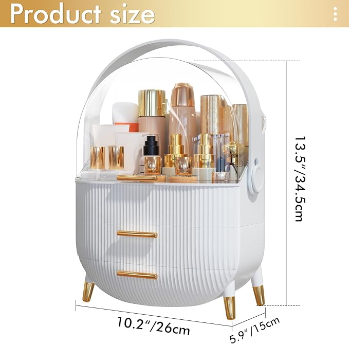 NestOrganix Makeup Organizer Skincare Organizers - Cosmetic Display Cases with Transparent Cover, SkinCare Organizers for Bathroom Countertop, Bedroom Vanity Desk, Lipstick Organizer, White Upgarde - Image 2