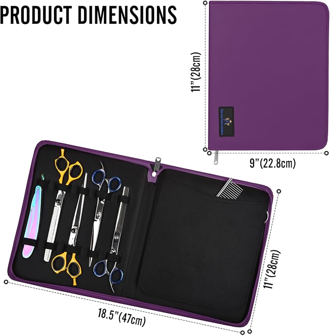 Case Holds 10 Grooming or Beauty Shears (PURPLE) - Image 5