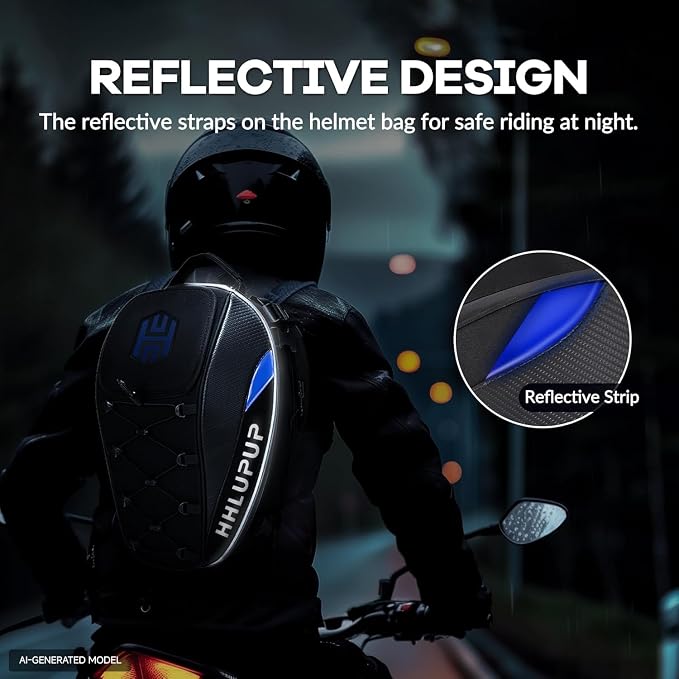 Motorcycle Helmet Bag Dual Use Helmet Backpack and Seat Bag, 38L Waterproof Luggage Bag with Password Lock for Travel and Commuting Blue - Image 6