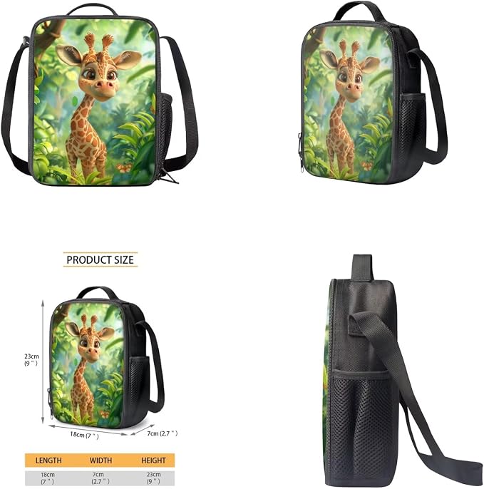 Giraffe Backpack for Girls Kids Backpack with Lunch Box Water Bottle Bag and Cute Pencil Case 4PCS Set Bookbag with Front Pocket for School 17 inch Lightweight School Bag for Elementary Girls - Image 4
