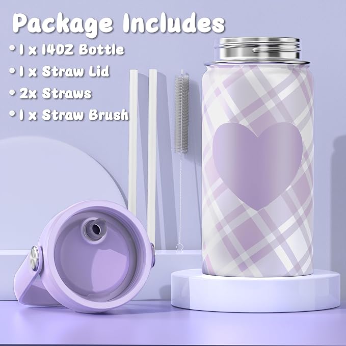 ACESAK Backpack for Girls with Insulated Water Bottle, Bookbag Backpack for Girls Kids, 14oz Kids Water Bottle Stainless Steel, Lunch Bag & Pencial Case, Back To School Gift (Purple) - Image 5