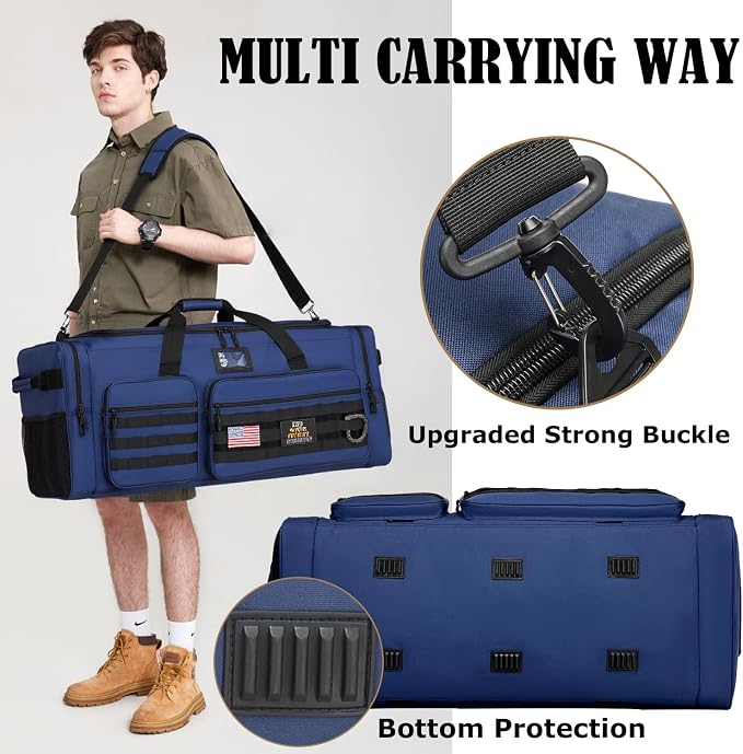 Extra Large Duffle Bag for Men, Heavy Duty Duffle Bag for Travel, Large Sports Gym Equipment Bag for Hockey Football Soccer Baseball Basketball & Team training (Blue) - Image 5