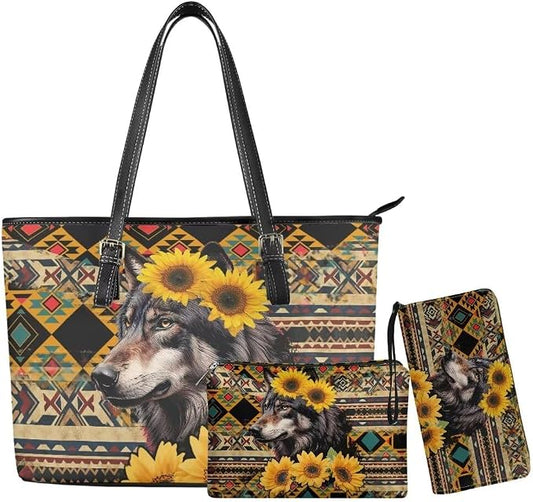 Women Purse Handbags Wallet Sets Leather Shoulder Tote Bag for Women,Top Handle Purse with Wrist Wallet Bag by Unknown