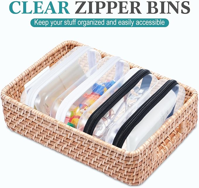Hoolerry 4 Pcs Hard Clear Zipper Case Makeup Bags Plastic Zipper Pouch Transparent Storage Box Containers for Cosmetics, Snacks, Building Blocks, Puzzles(Clear,7.5 x 3.9 x 2 in,Black and White) - Image 5