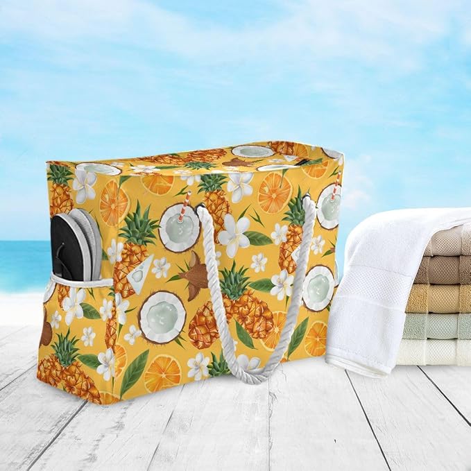 senya Large Beach Shoulder Bags Canvas Tote Water Resistant for Gym Travel Daily - Image 3