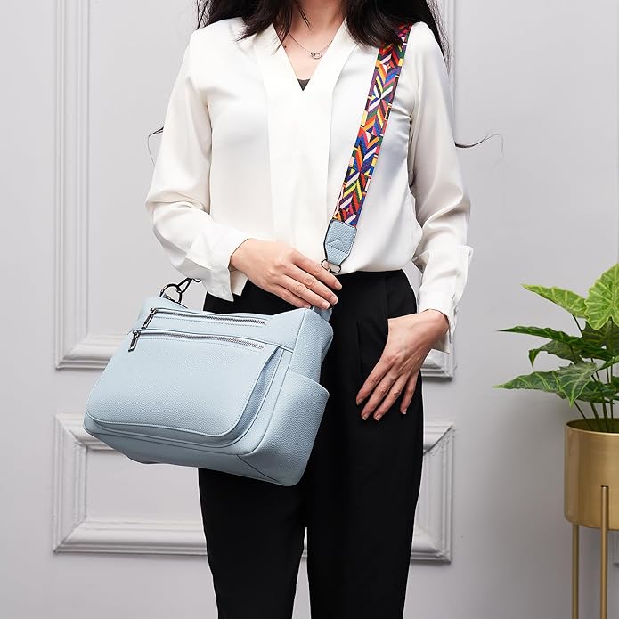 YZAOLL Large Crossbody Shoulder Bag for Women Vegan Leather Tote with Adjustable Wide Strap Work Purse with 10 Pockets