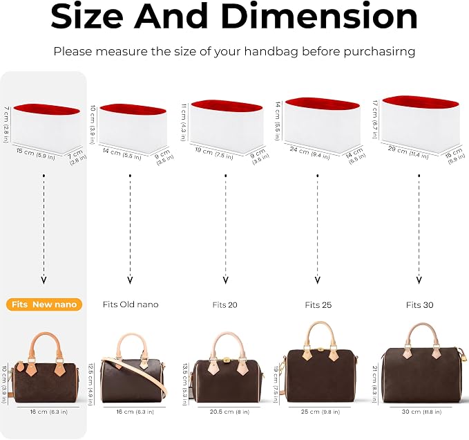 Tote Bag Organizer Insert for LV Speedy Nano Handbag,Custom Fit Inside Premium Rogue Coeur Lightweight WaterResistant Purse Insert - Image 2