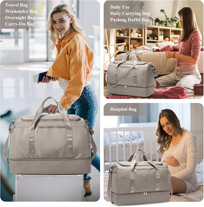 Extra Large Travel Duffle Bag, Carry-On Weekender Bags for Women Travel | Overnight Weekend Bag with Shoes Compartment for Travel Business Trips Sport Hospital - Image 7