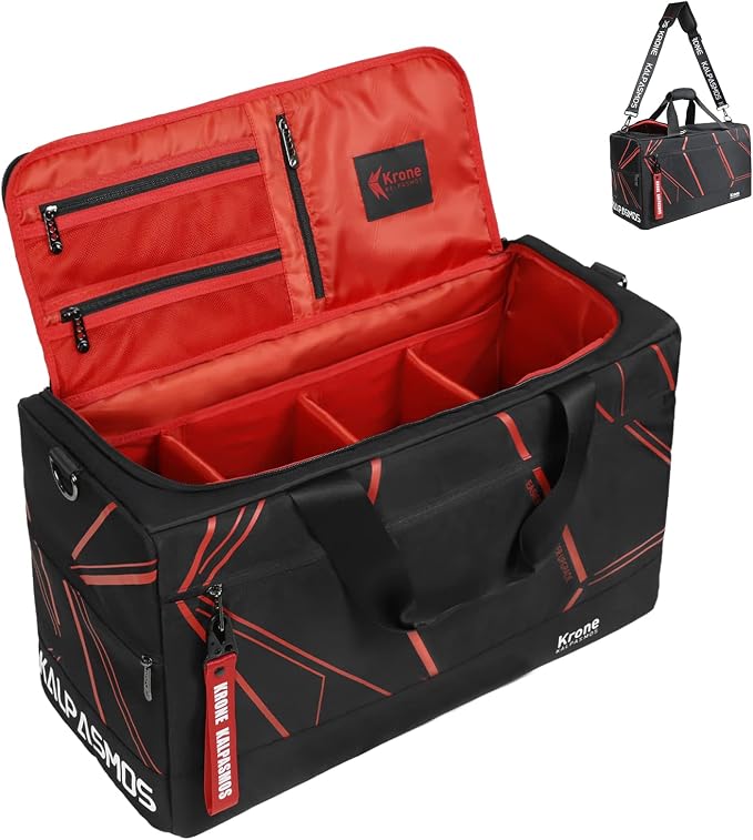Sneaker Bag for Travel/Sneakerhead gift, A Multi-functional Travel Duffel Bag with 3 Adjustable Dividers, & Shoulder Strap,Made of Nylon, Krone Kalpasmos Signature Edition, Future Red by KRONEKALPASMOS