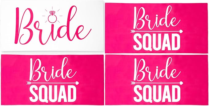 Ethisa 4 Pack Bride Squad Towel for Beach Bachelorette Party - Pink Design for Bridesmaids to Match Bride to Be - Team Bride Tribe Bachelorette Party Towels - 60"x30" by Ethisa
