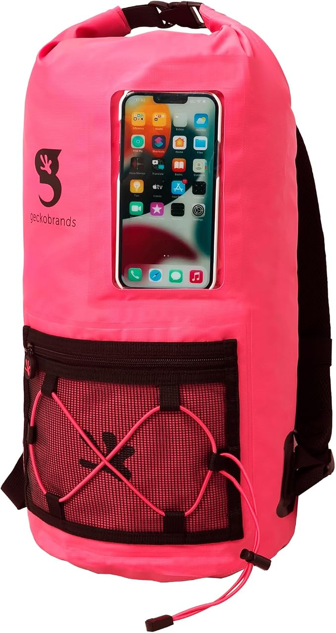 geckobrands Hydroner 20L Waterproof Dry Bag Backpack – Lightweight Roll-Top Bag with Clear Phone Pouch for Outdoor Activities - Image 2
