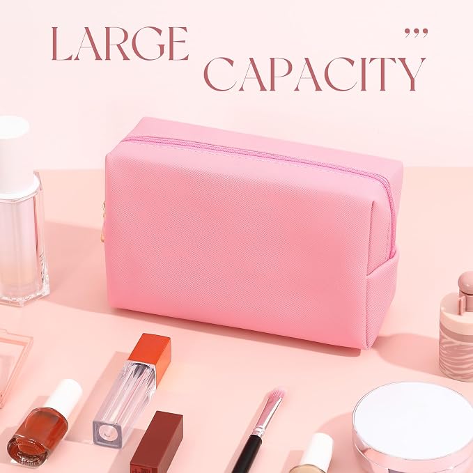 Kigeli Aesthetic Makeup Bags PU Leather Cosmetic Pouches Waterproof Plain Toiletry Bags Makeup Pouches Bulk for Women Party Gift Travel Storage Organizer(Pink Series,7.1 x 2.8 x 4.3 in) - Image 5