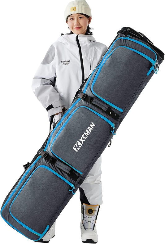 XCMAN Padded Snowboard Bag Expandable Snowboard Bag for Air Travel Adjustable Ski Bag Length 63-75In by XCMAN