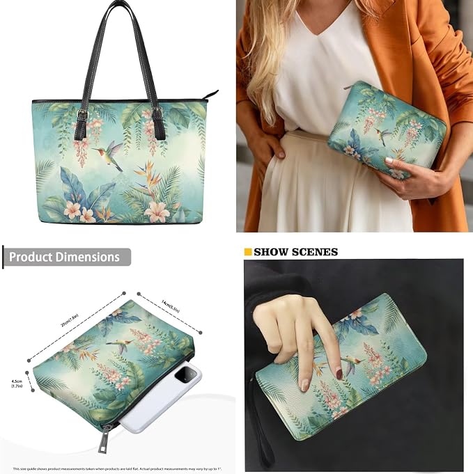 Women Purse Handbags Wallet Sets Leather Shoulder Tote Bag for Women,Top Handle Purse with Wrist Wallet Bag - Image 5