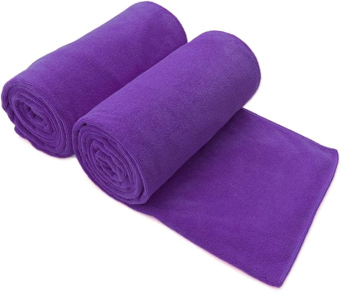 JML Microfiber Bath Towels, 2 Pack, 30" x 60", Large Microfiber Towel for Body, Oversized, Ultra Soft, Super Absorbent, Fast Drying, Perfect for Bathroom, Shower, Sauna, Yoga, Gym, Violet by JML