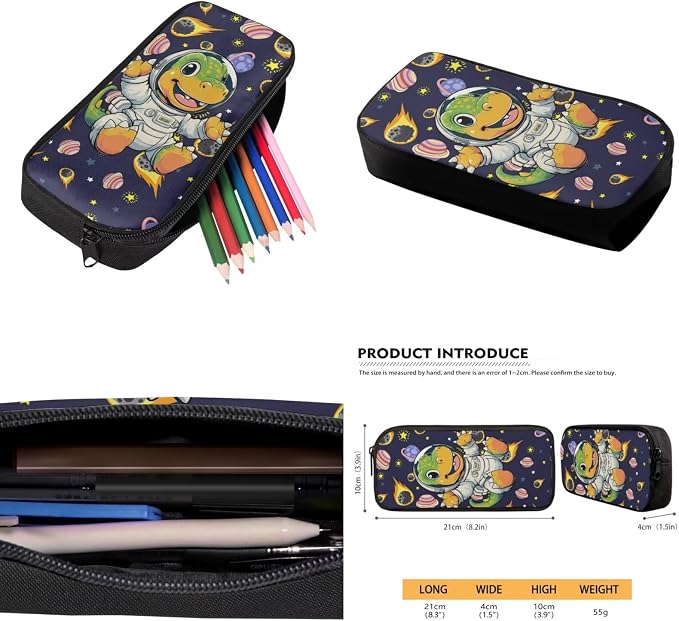 Dinosaur Astronaut Kids Backpack 4-in-1 Boys Backpack with Lunch Bag Box and portable Pencil Case Water Bottle Slevee for Kids Teens Elementary Preschool Kindergarten Primary School 17 inch - Image 5
