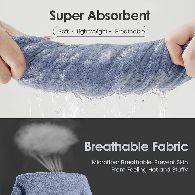 JML Bath Towels, Pack of 4, 30"x60", Large Microfiber Towel Set, Ultra Soft, Super Absorbent, Fast Drying, Perfect for Suana, Shower, Pool, Sport, Travel, Fitness, SPA,Yoga, Coral Fleece - Blue - Image 4