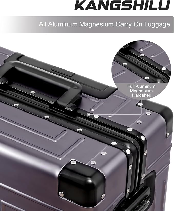 Aluminum Magnesium 24inch Luggage，Cut from Whole Aluminum Sheet，（3rd Generation，Metal zipperless suitcase ） (grey, 24inch) - Image 4