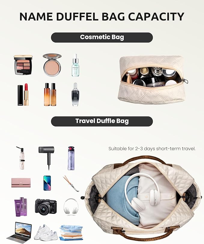 Birthday Gifts for Women-Initial Duffle Bag with Shoe Compartment, Personalized Weekender Bag, Monogram Overnight Bag, Letter Travel Bag with Makeup Bag，Preppy Gifts for Girl (Letter V) - Image 3