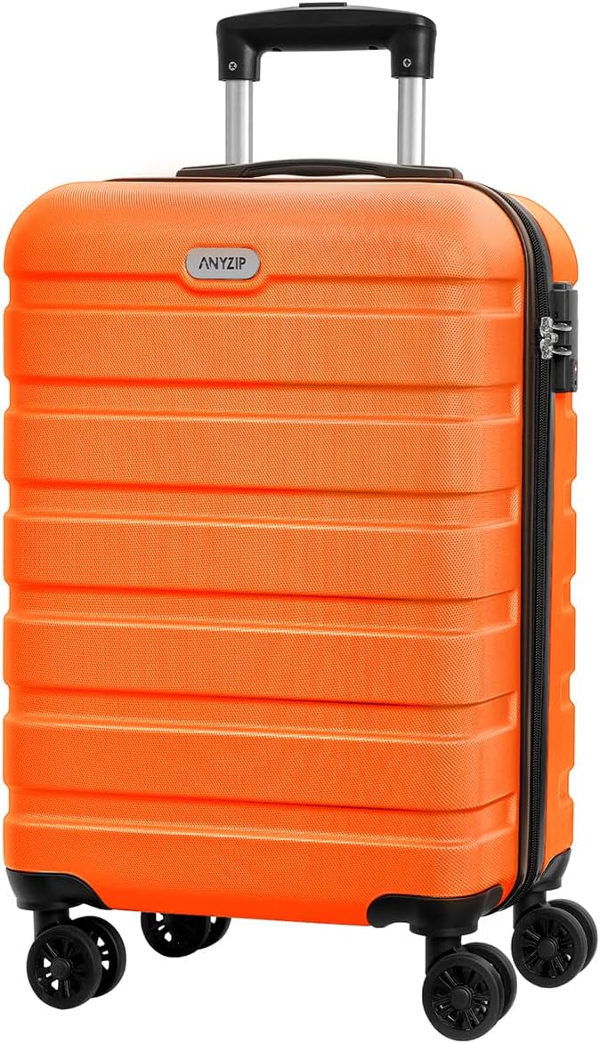 AnyZip Luggage PC ABS Hardside Lightweight Suitcase with 4 Universal Wheels TSA Lock Carry-On 20 Inch Orange by YourBestTravelChoice