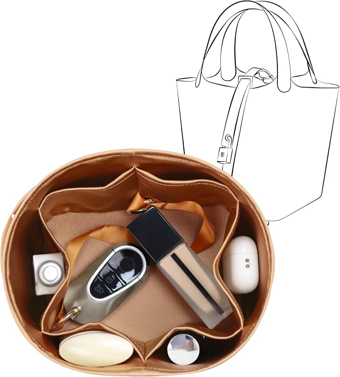 Fits for Picotin 18 Bag Insert, Premium Silk Purse Organizer Insert, Smooth Touch & Lightweight， Luxury Handbag Organizer with Gift Box Fits For Hermes(PC18,Gold) by JLYZMoon