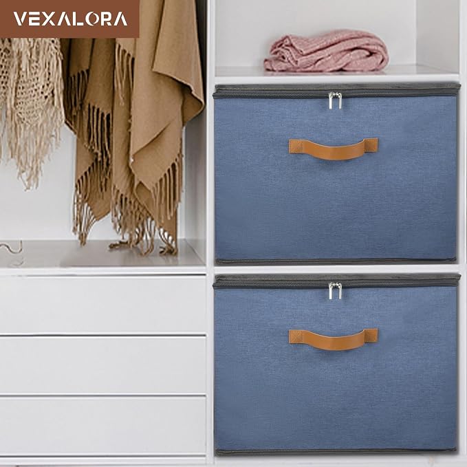 Shoe Organizer for Closet, 2 Pack Shoe Storage Bins with Clear Cover, Adjustable Dividers Fits 16-32 Pairs ShoeBoxes, Organizador de Zapatos, Navy Blue - Image 3