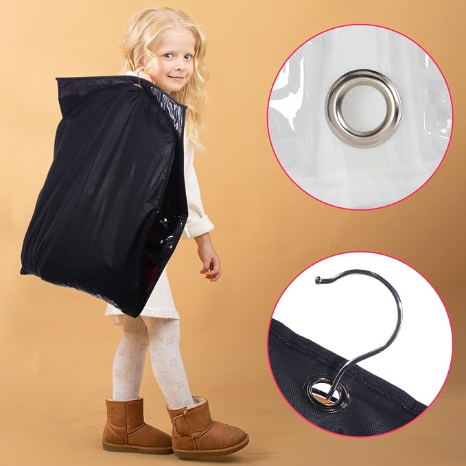 6 Pcs 24'' x 50'' Clear PVC Garment Bag Dance Costume Competition Bag with Rack Zippers Pockets Hanging Garment Covers Costume Organizer Costume Carrier for Adults Kids(Black) - Image 4